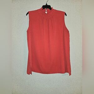 Ming Wang Coral Sleeveless Smocked-Neck Camisole